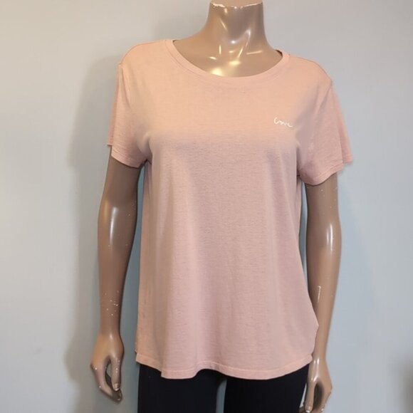 3/$20 H&M Divided Basic Tshirt Love Embroidered Powder Pink Short Sleeve Top - Picture 3 of 11